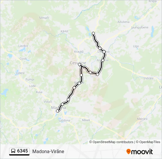 Автобус 6345: карта маршрута
