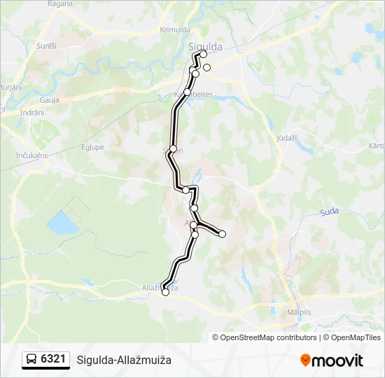 Автобус 6321: карта маршрута