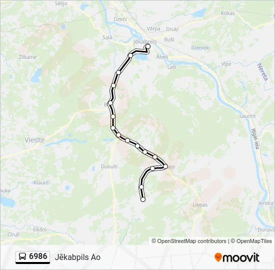 Автобус 6986: карта маршрута