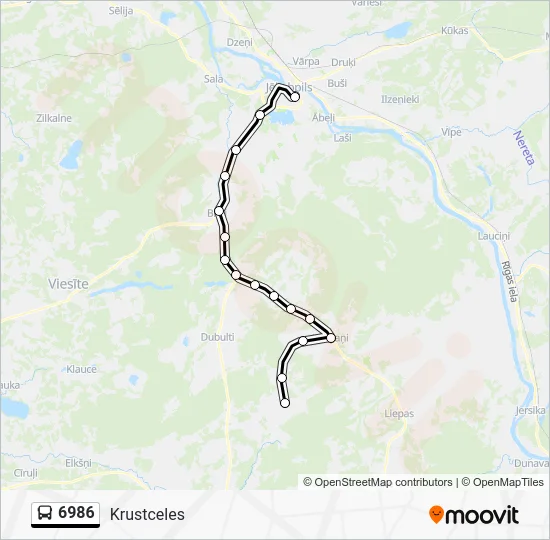 Автобус 6986: карта маршрута