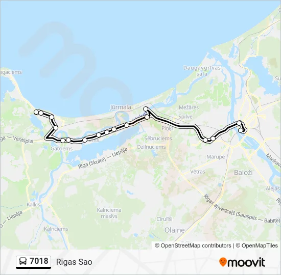 Автобус 7018: карта маршрута