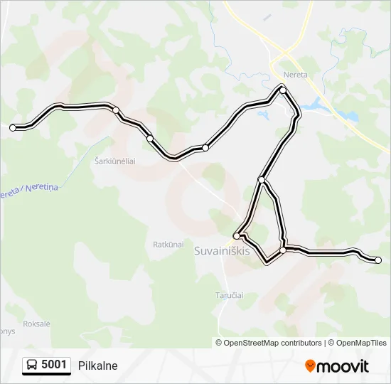 Автобус 5001: карта маршрута