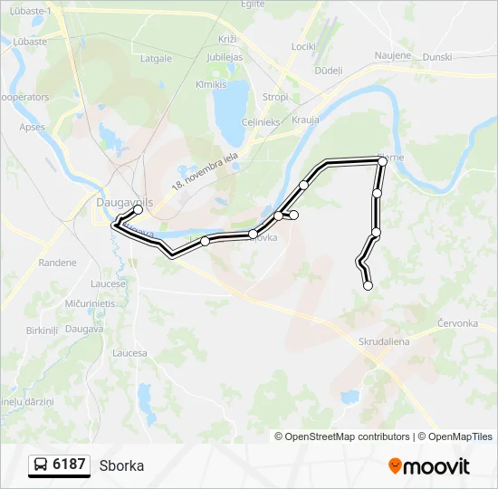 Автобус 6187: карта маршрута