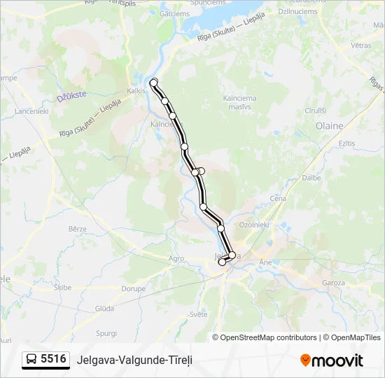 Автобус 5516: карта маршрута