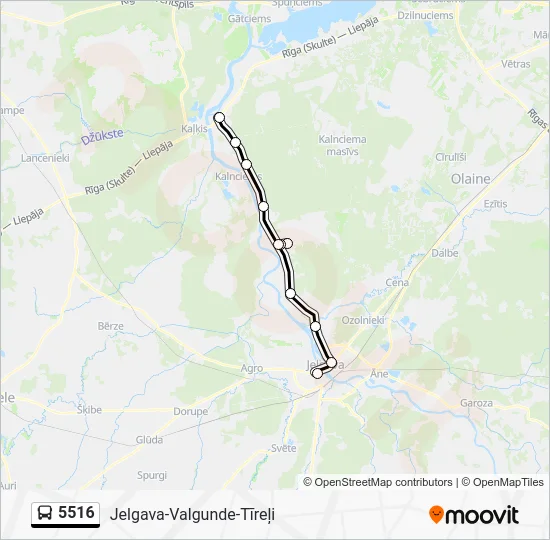 Автобус 5516: карта маршрута