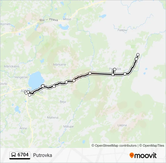 Автобус 6704: карта маршрута