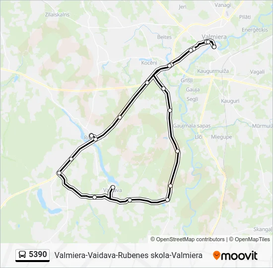 Автобус 5390: карта маршрута