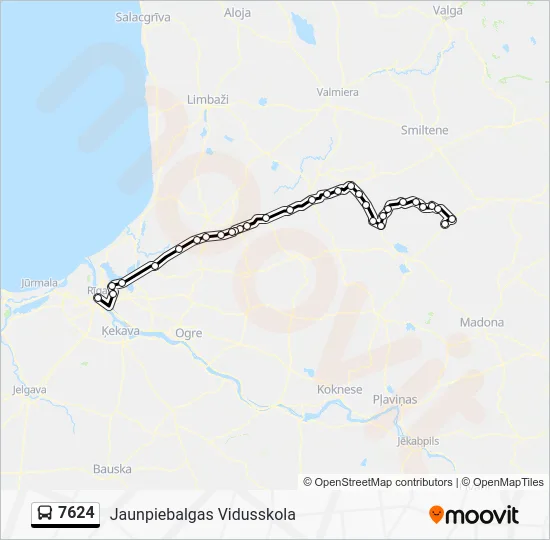 Автобус 7624: карта маршрута