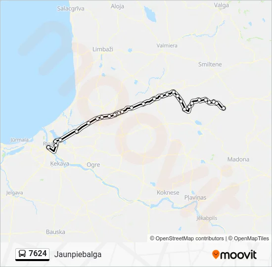 Автобус 7624: карта маршрута