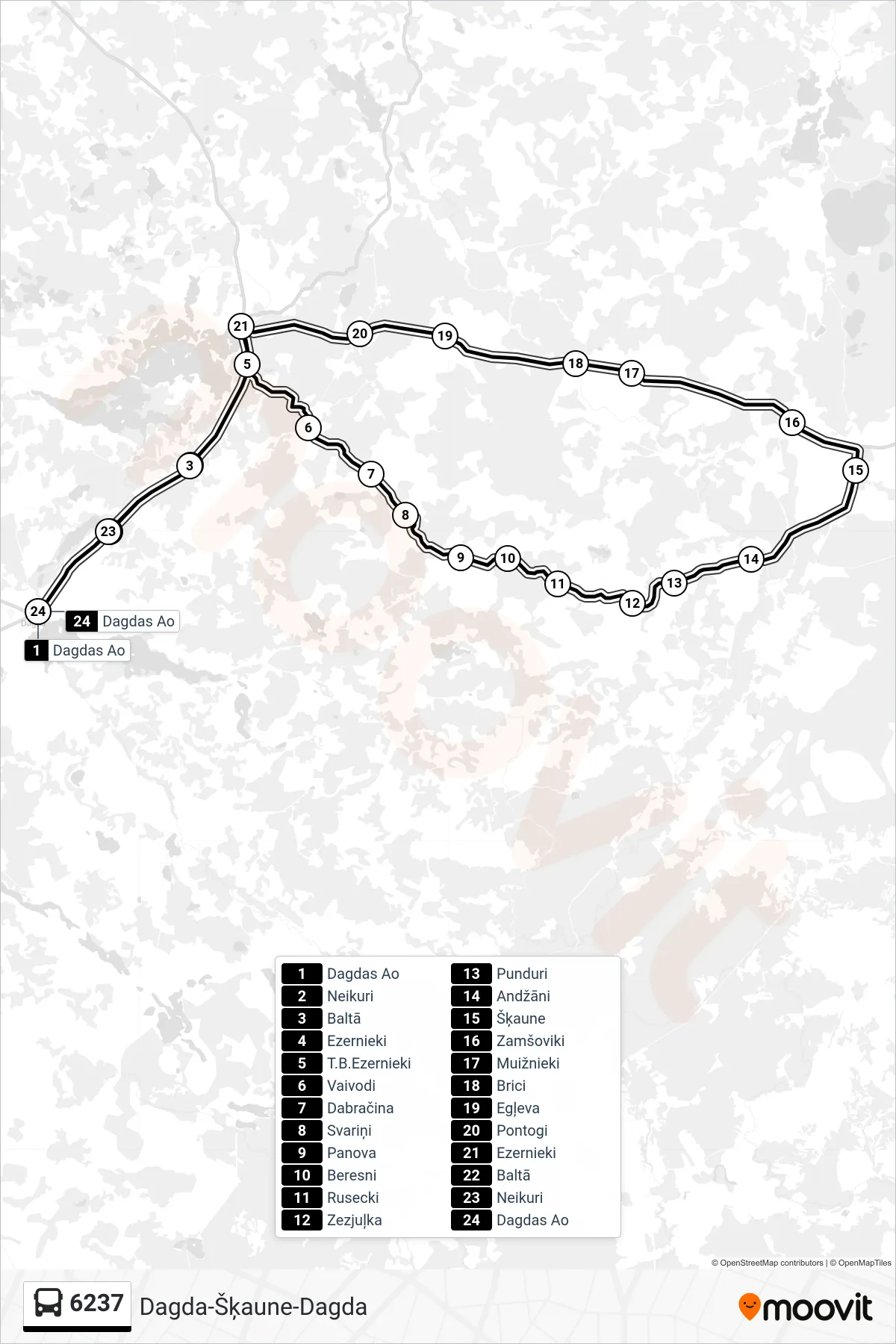 6237 bus Line (Dagdas Ao) route and stops on a map