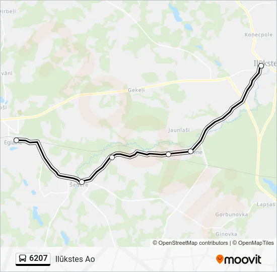 Автобус 6207: карта маршрута