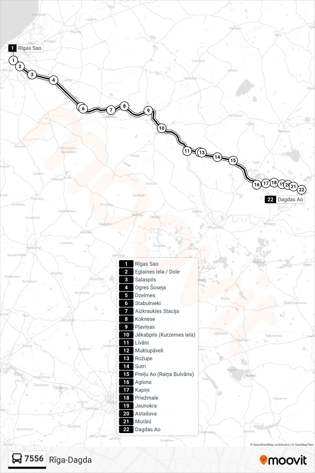 7556 bus Line (Dagdas Ao) route and stops on a map