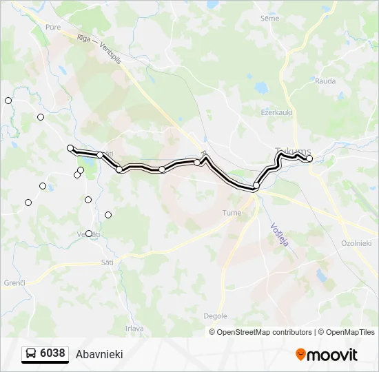 Автобус 6038: карта маршрута
