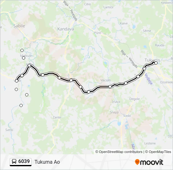 Автобус 6039: карта маршрута
