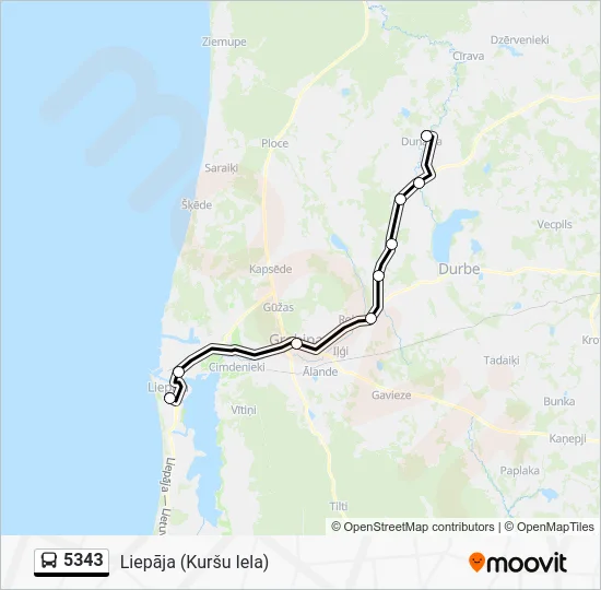 Автобус 5343: карта маршрута