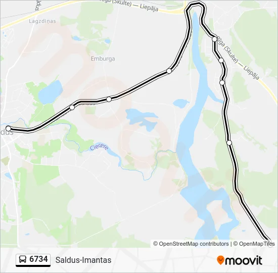 Автобус 6734: карта маршрута