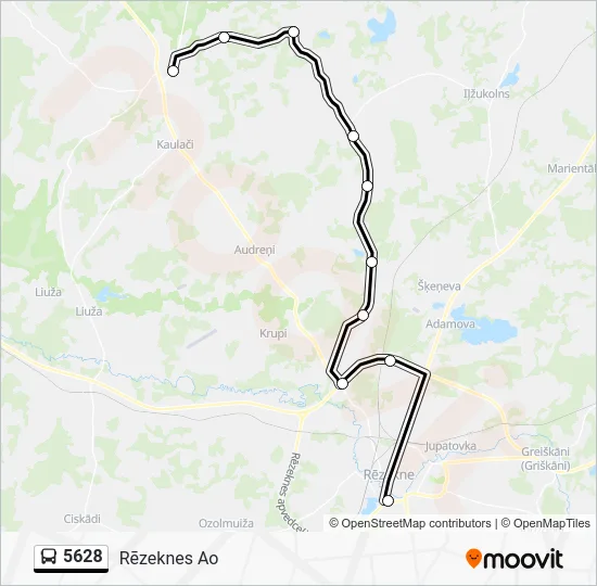 Автобус 5628: карта маршрута