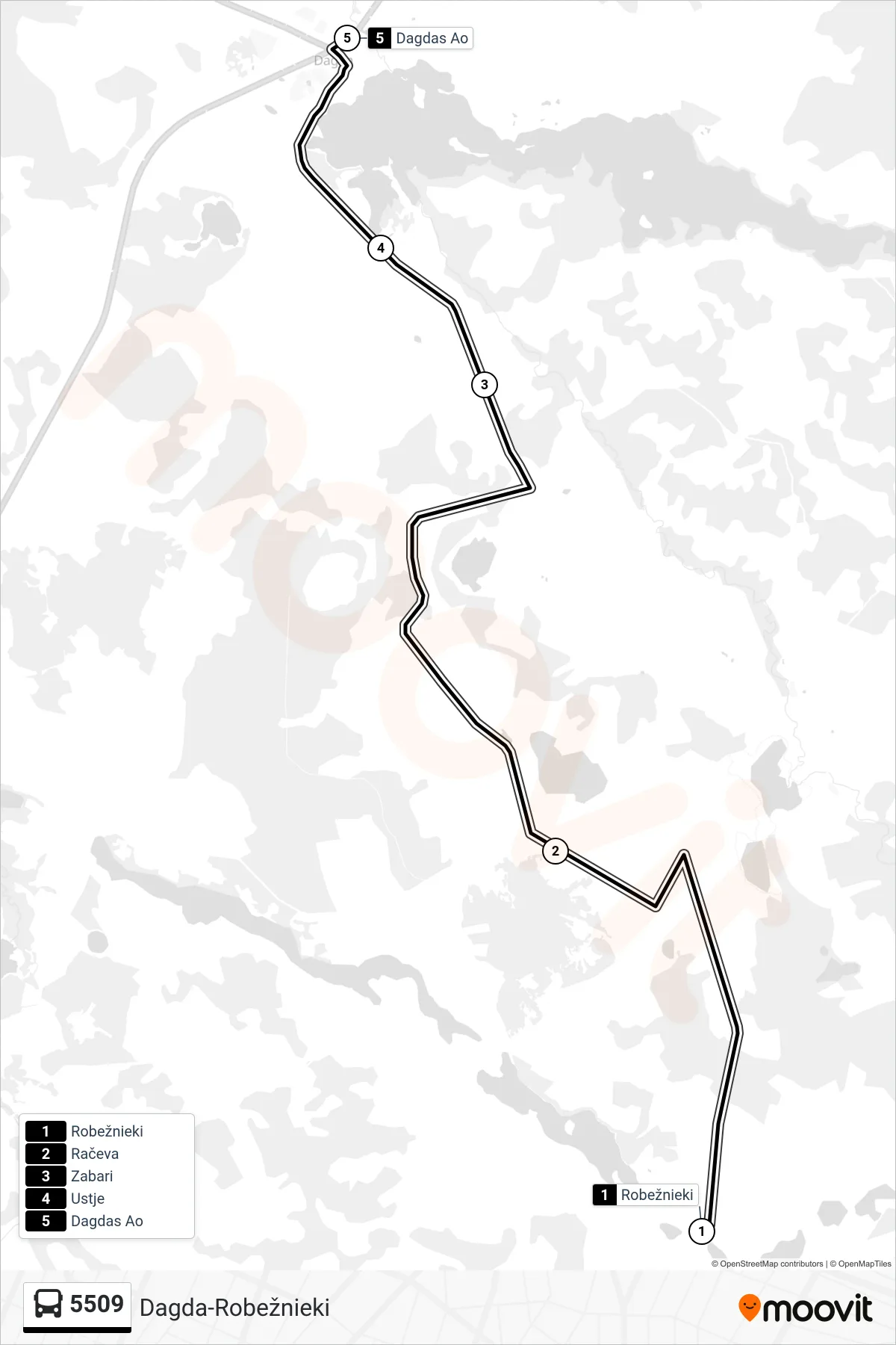5509 bus Line (Dagdas Ao) route and stops on a map
