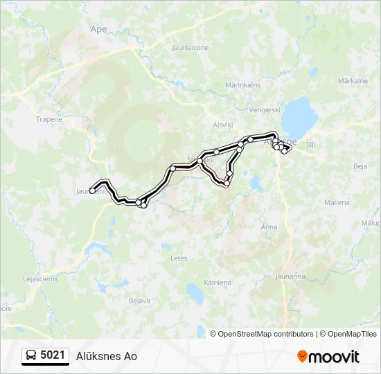 Автобус 5021: карта маршрута