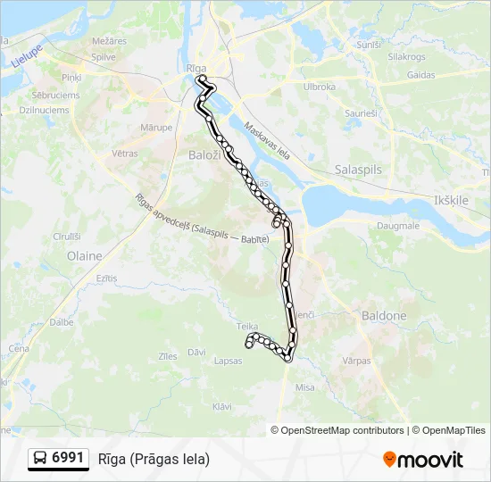 Автобус 6991: карта маршрута