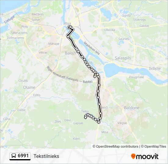 Автобус 6991: карта маршрута