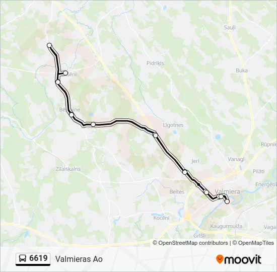 Автобус 6619: карта маршрута