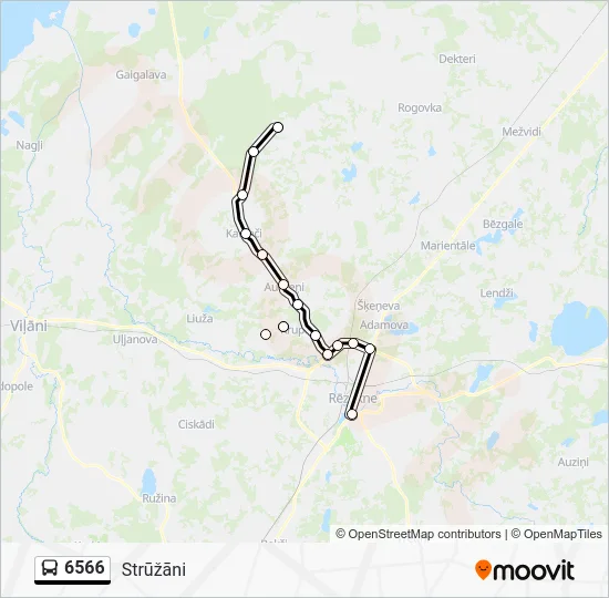 Автобус 6566: карта маршрута