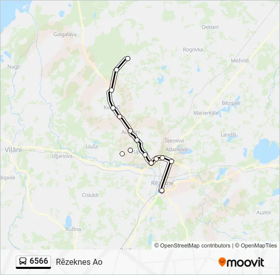 Автобус 6566: карта маршрута