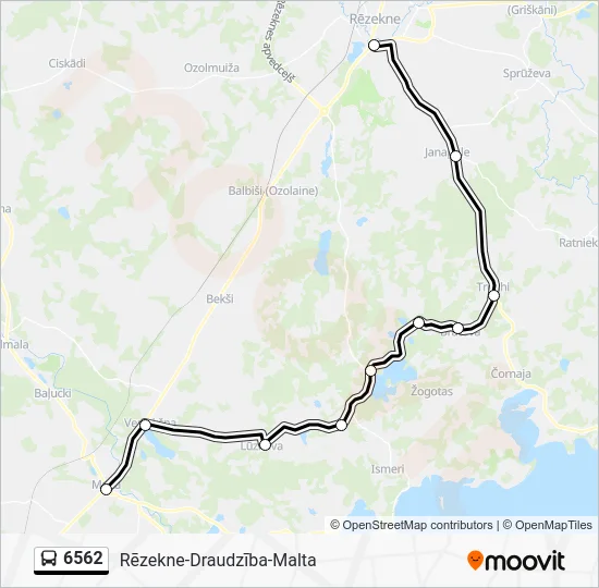 Автобус 6562: карта маршрута