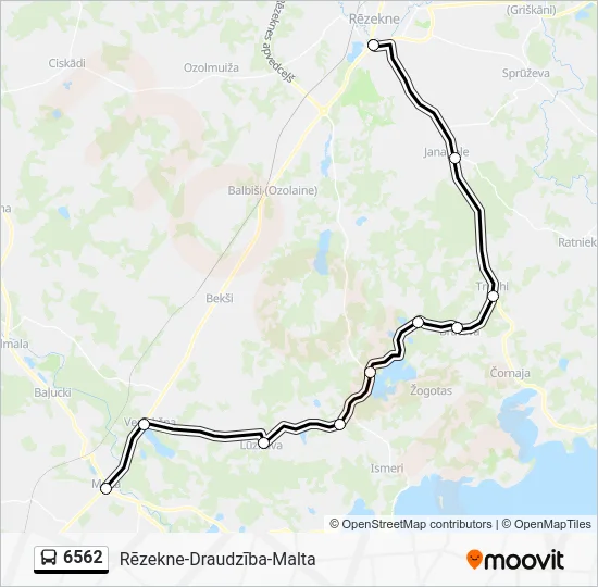Автобус 6562: карта маршрута
