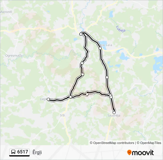 Автобус 6517: карта маршрута