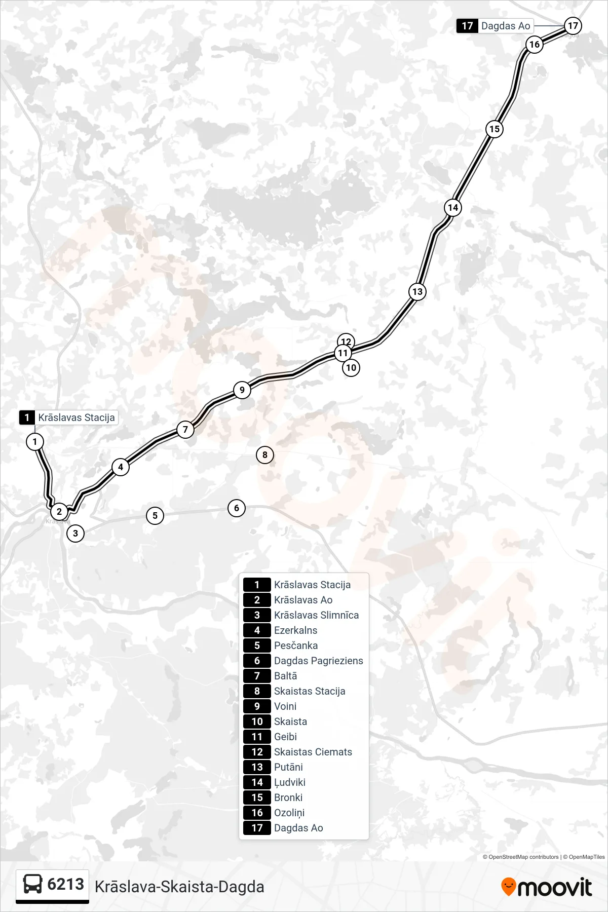 6213 bus Line (Dagdas Ao) route and stops on a map