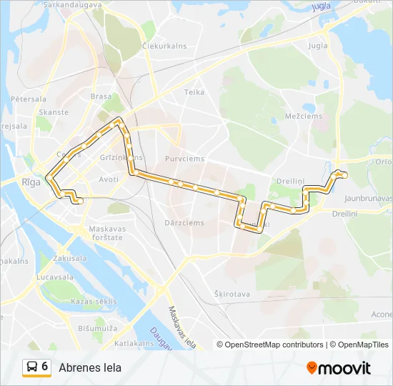 Автобус 6: карта маршрута