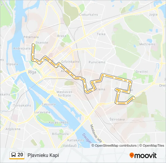 Автобус 20: карта маршрута