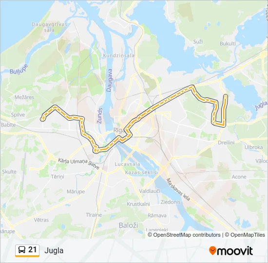 Автобус 21: карта маршрута