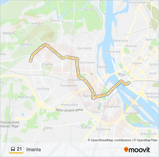 Автобус 21: карта маршрута