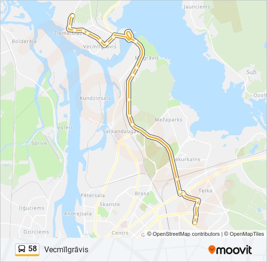 58 bus Line Map