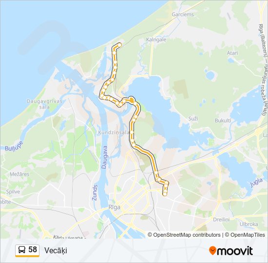 58 bus Line Map