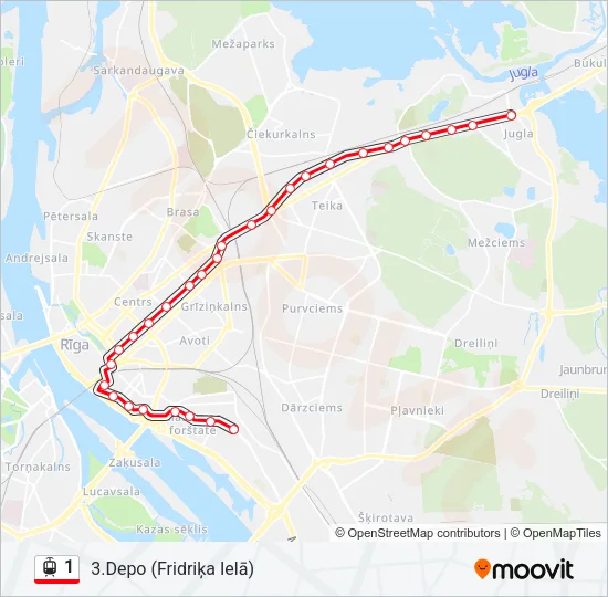 1 Light Rail Line Map