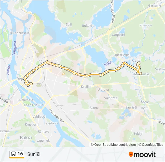 16 Bus Line Map