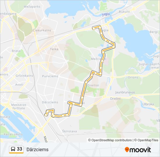 Автобус 33: карта маршрута