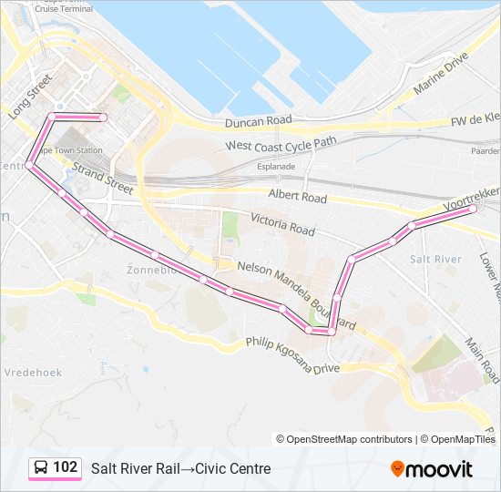 102 bus Line Map