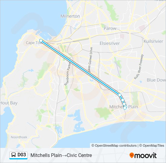 D03 bus Line Map