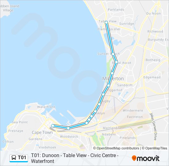 T01 bus Line Map