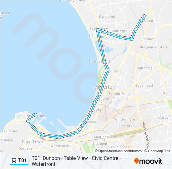 T01 bus Line Map