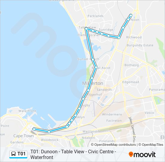 Map Of Dunoon Cape Town T01 Route: Schedules, Stops & Maps - Platform 3 Civic Centre‎→Usasaza  (Updated)