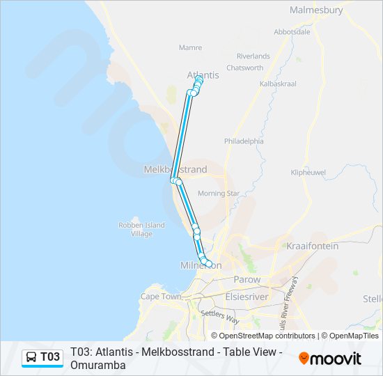 T03 bus Line Map