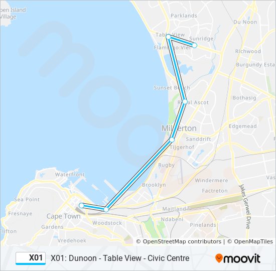 X01 bus Line Map