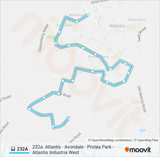 232A Bus Line Map