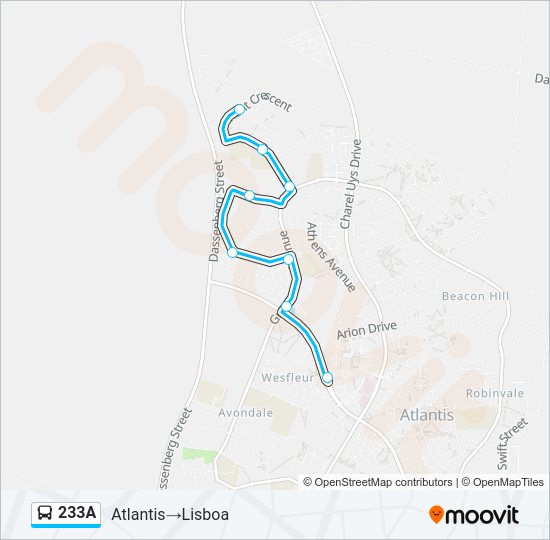 233A Bus Line Map